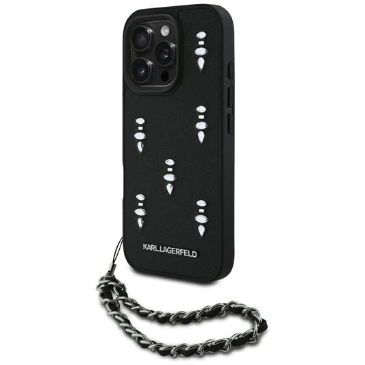 Futrola za Apple iPhone 16 Pro Max, Karl Lagerfeld, Saffiano Crystals & Charm, Crna