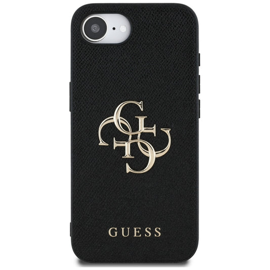 Futrola za Apple iPhone 16e, Guess, 4G Grained Big and Classic Logo, Crna