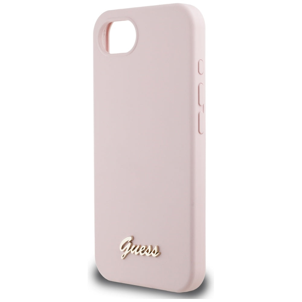 Futrola za Apple iPhone 16e, Guess, Script Metal Logo, Roze