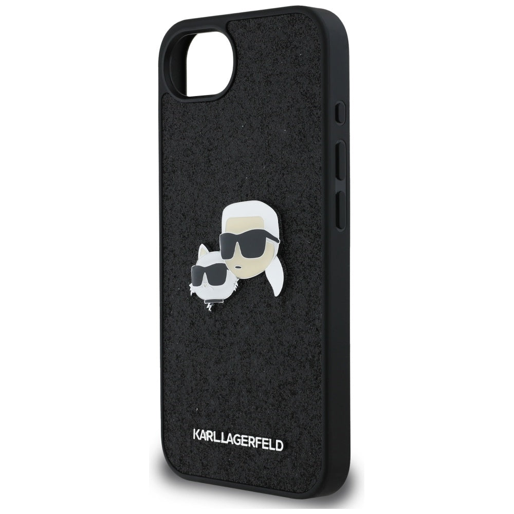 Futrola za Apple iPhone 16e, Karl Lagerfeld, Glitter Fixed Karl & Choupette's Heads, Plava