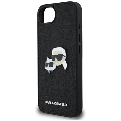 Futrola za Apple iPhone 16e, Karl Lagerfeld, Glitter Fixed Karl & Choupette's Heads, Plava