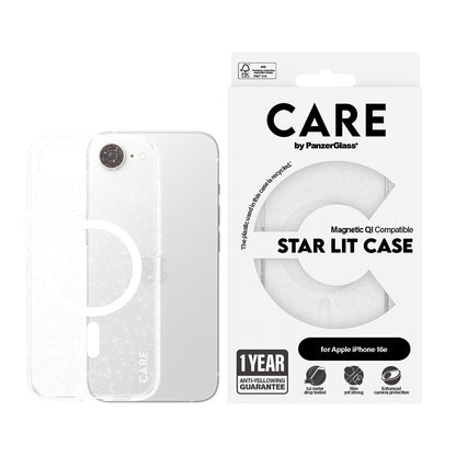 Futrola za Apple iPhone 16e, PanzerGlass, Care Urban Combat Star Lit, Bela Transparentna