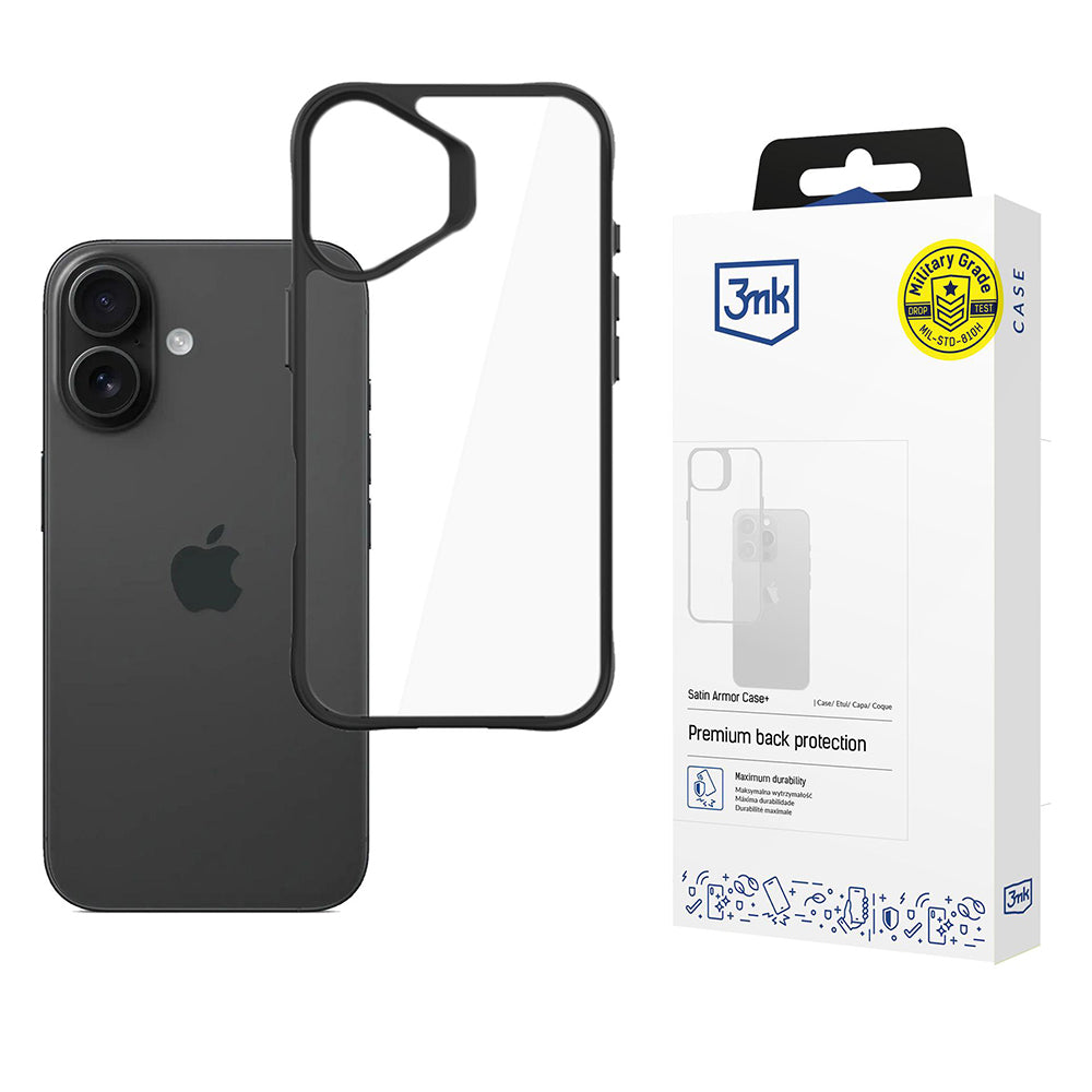 Futrola za Apple iPhone 17, 3MK, Satin Armor Case+, Crna