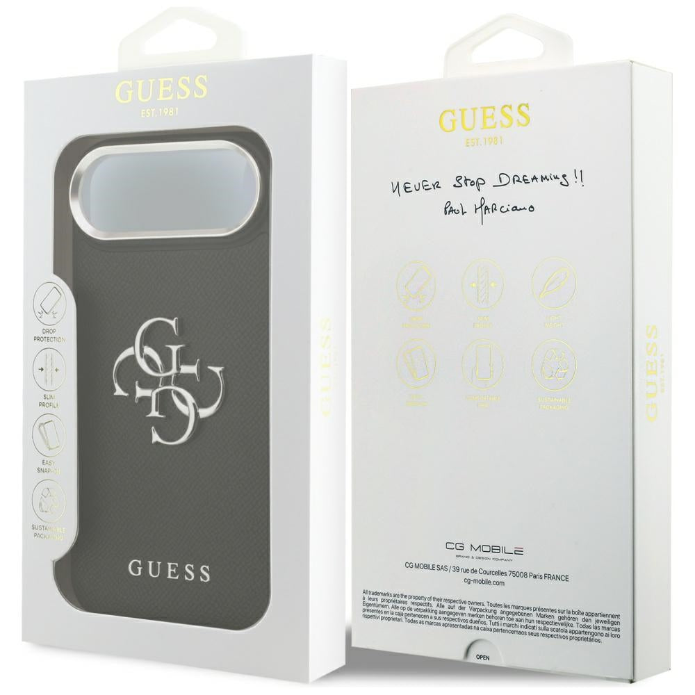 Futrola za Apple iPhone 17 Air, Guess, 4G Grained Big and Classic Logo, Crno Srebrna