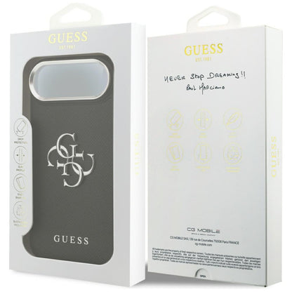 Futrola za Apple iPhone 17 Air, Guess, 4G Grained Big and Classic Logo, Crno Srebrna