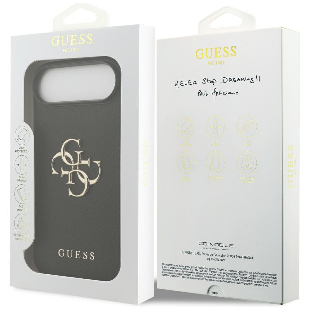 Futrola za Apple iPhone 17 Air, Guess, 4G Grained Big and Classic Logo, Crna