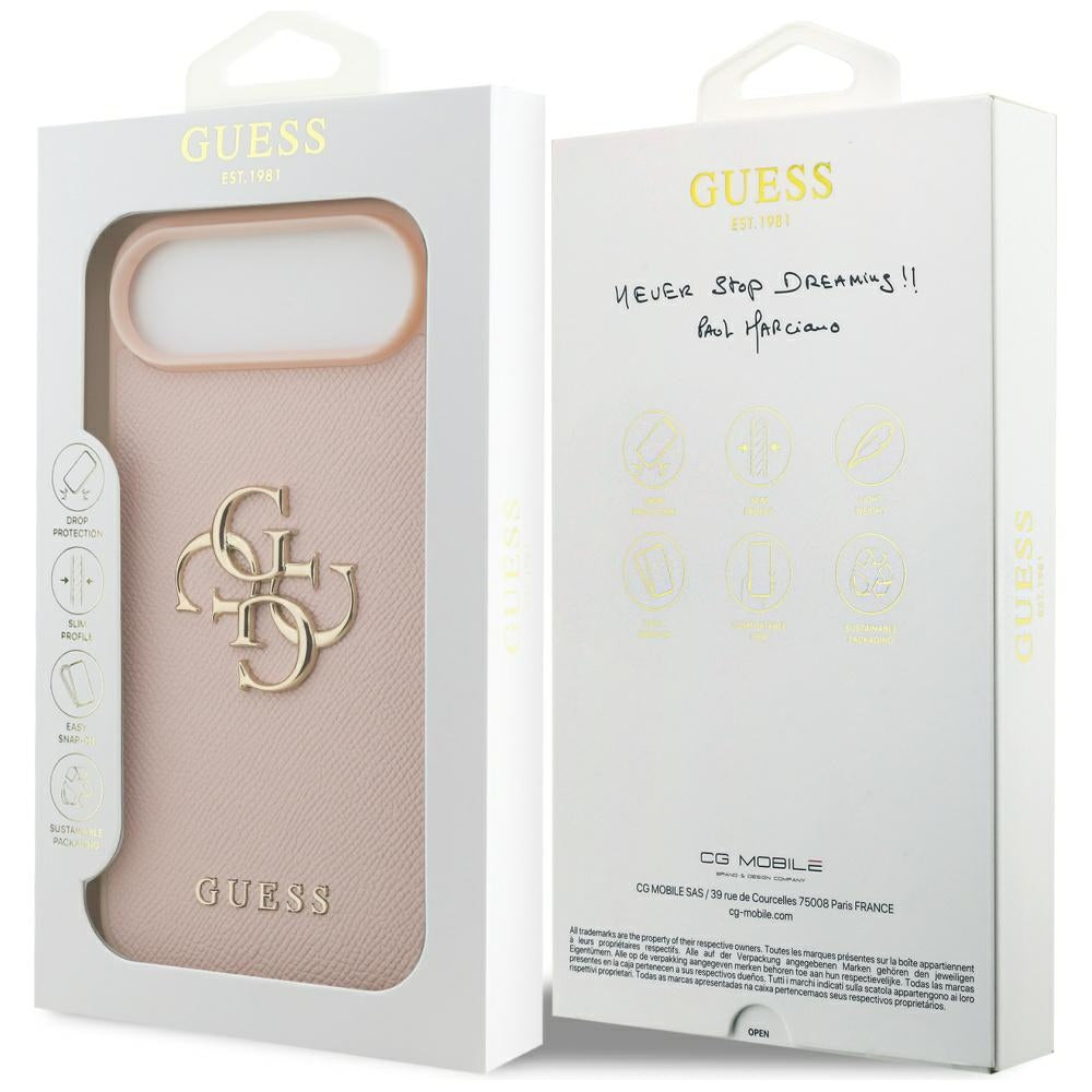 Futrola za Apple iPhone 17 Air, Guess, 4G Grained Big and Classic Logo, Roze