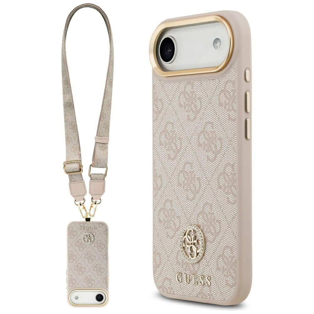 Futrola za Apple iPhone 17 Air, Guess, 4G Strass Logo and Big Strap, Roze