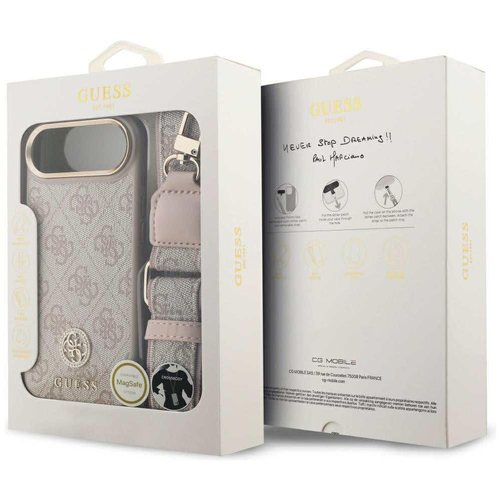 Futrola za Apple iPhone 17 Air, Guess, 4G Strass Logo and Big Strap, Roze