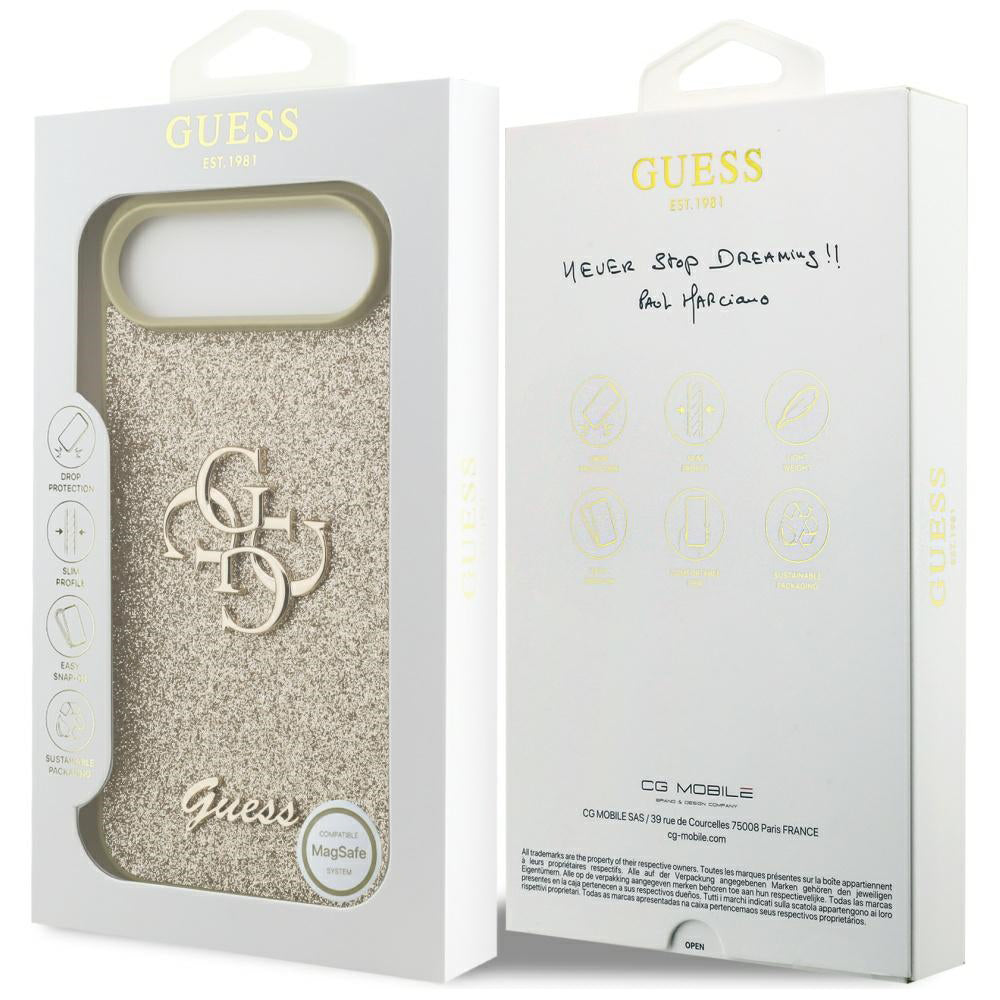 Futrola za Apple iPhone 17 Air, Guess, Fixed Glitter Big 4G, Zlatna