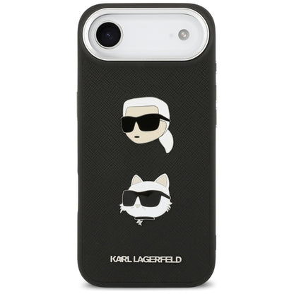 Futrola za Apple iPhone 17 Air, Karl Lagerfeld, Grained Karl & Choupette's Heads Pins and Logo, Crna