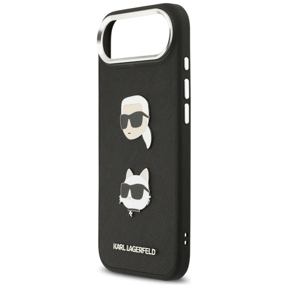 Futrola za Apple iPhone 17 Air, Karl Lagerfeld, Grained Karl & Choupette's Heads Pins and Logo, Crna