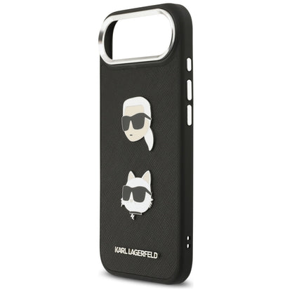 Futrola za Apple iPhone 17 Air, Karl Lagerfeld, Grained Karl & Choupette's Heads Pins and Logo, Crna