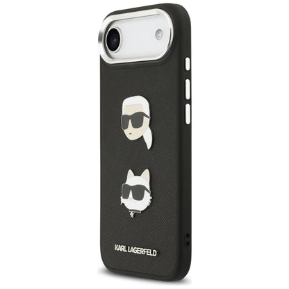 Futrola za Apple iPhone 17 Air, Karl Lagerfeld, Grained Karl & Choupette's Heads Pins and Logo, Crna