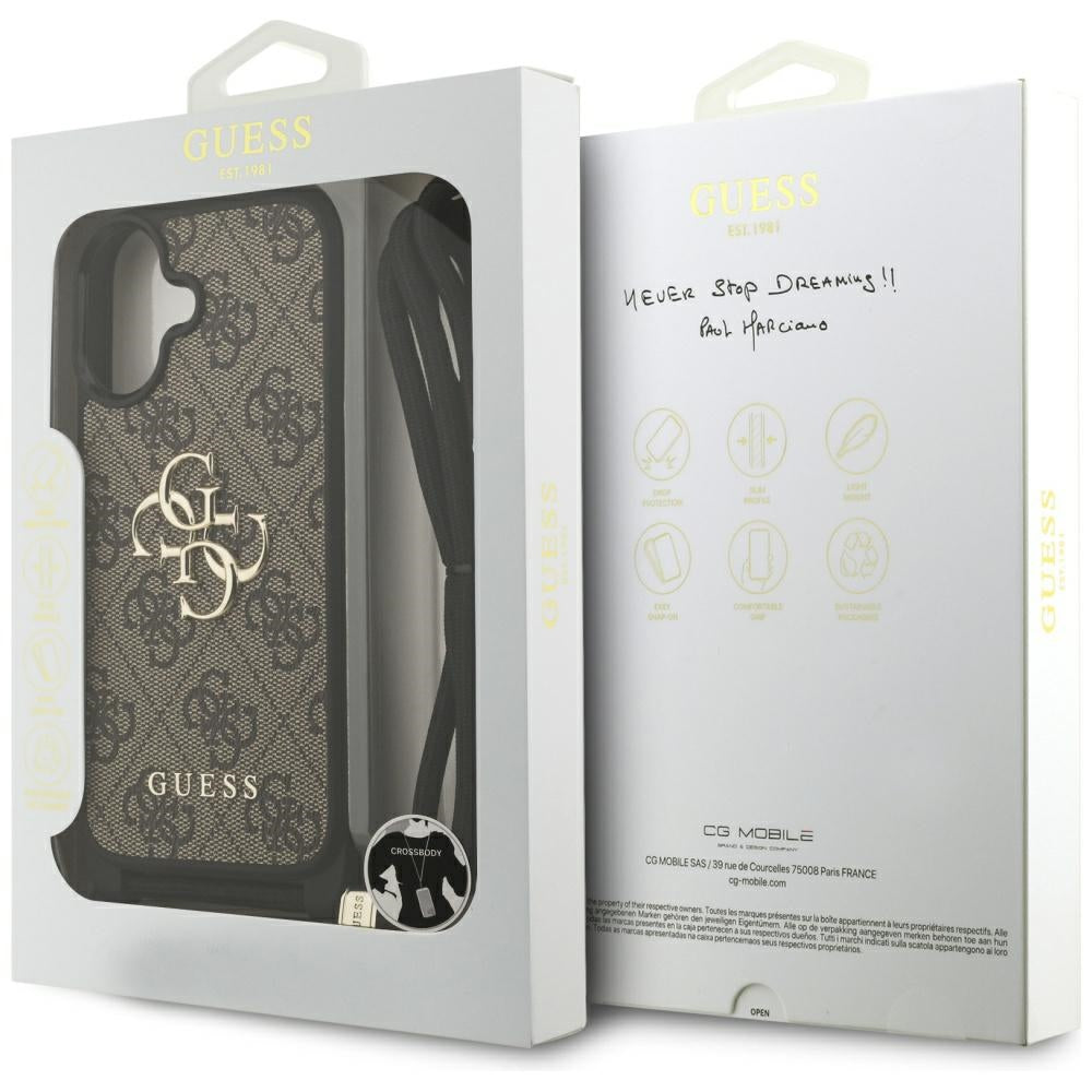 Futrola za Apple iPhone 17, Guess, 4G CBDY Big Logo with Cord Strap, Braon