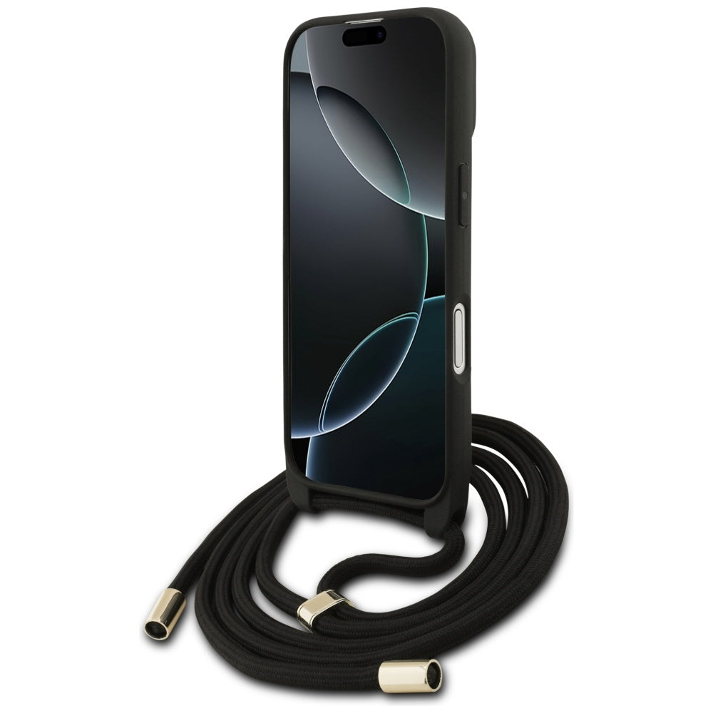 Futrola za Apple iPhone 17, Guess, 4G CBDY Big Logo with Cord Strap, Crna
