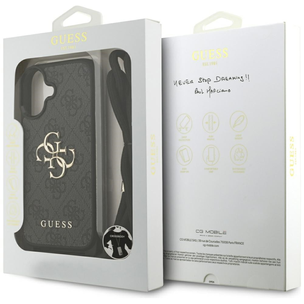 Futrola za Apple iPhone 17, Guess, 4G CBDY Big Logo with Cord Strap, Crna