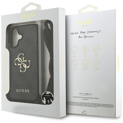 Futrola za Apple iPhone 17, Guess, 4G CBDY Big Logo with Cord Strap, Crna
