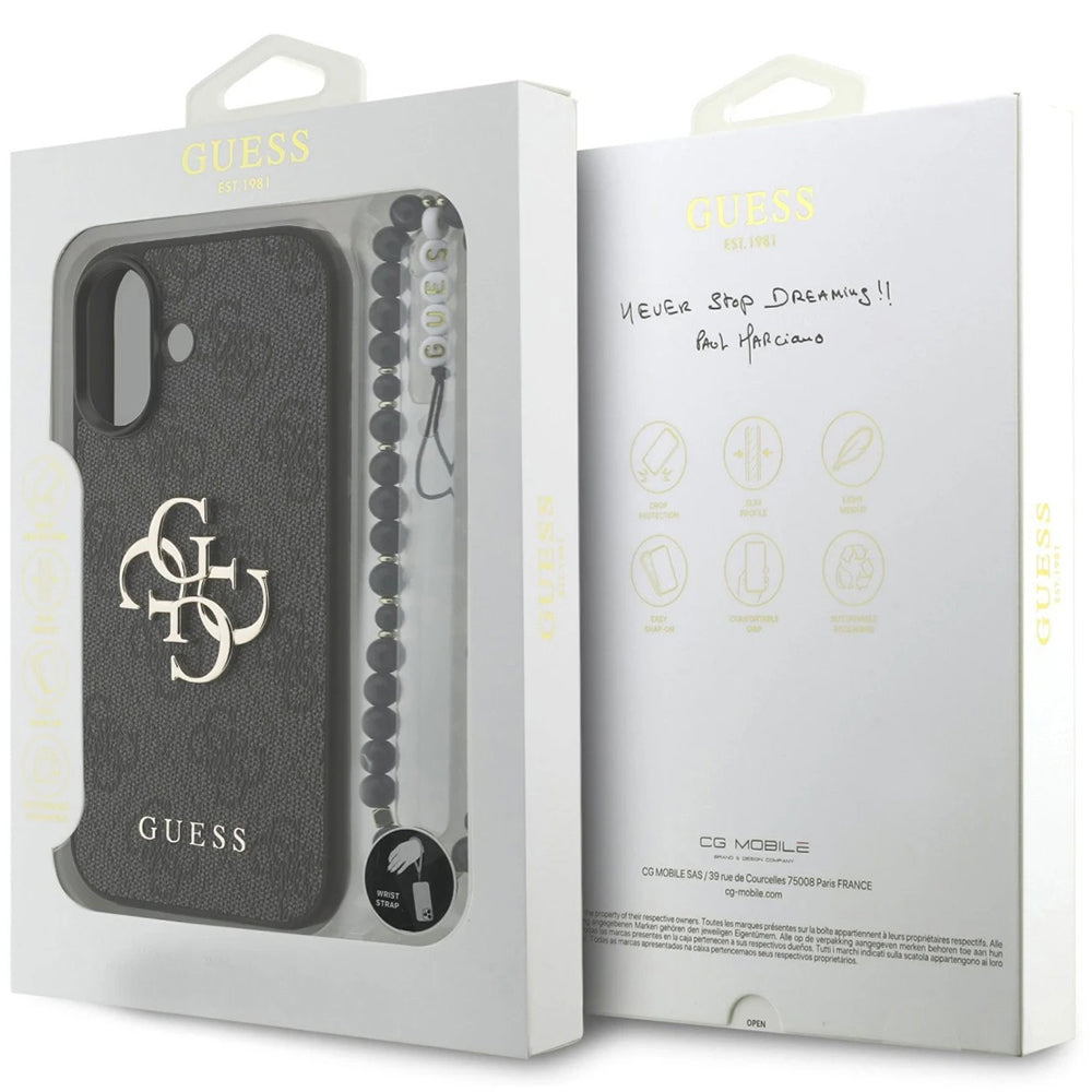 Futrola za Apple iPhone 17, Guess, 4G Classic Logo sa kaišem, Crna