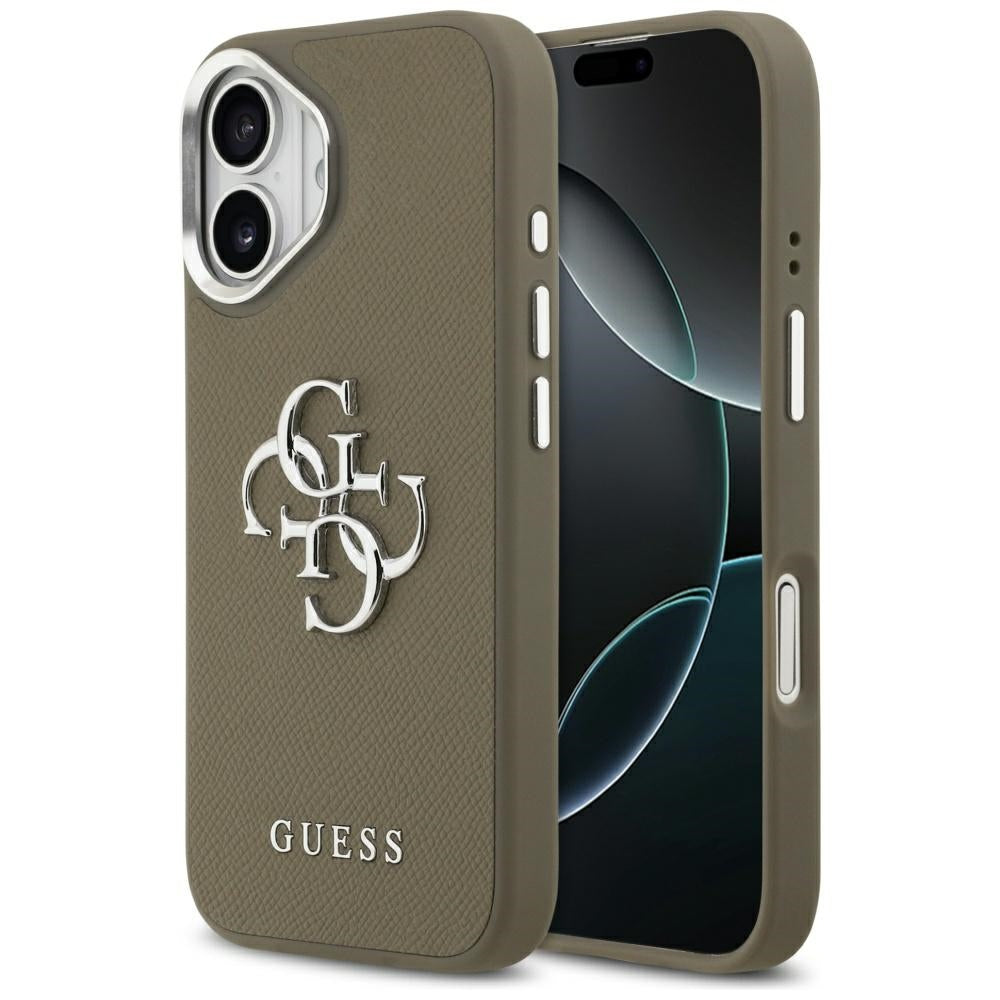 Futrola za Apple iPhone 17, Guess, 4G Grained Big And Classic Logo, Braon Srebrna