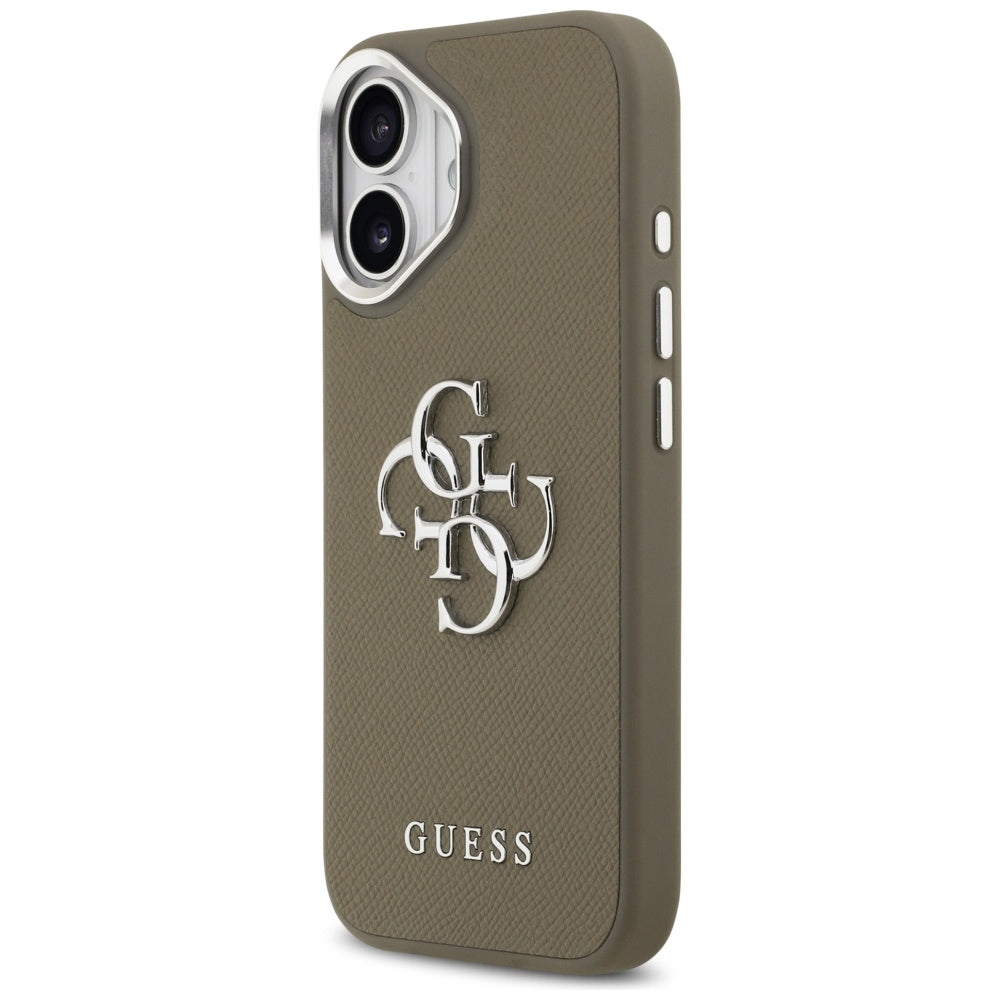 Futrola za Apple iPhone 17, Guess, 4G Grained Big And Classic Logo, Braon Srebrna