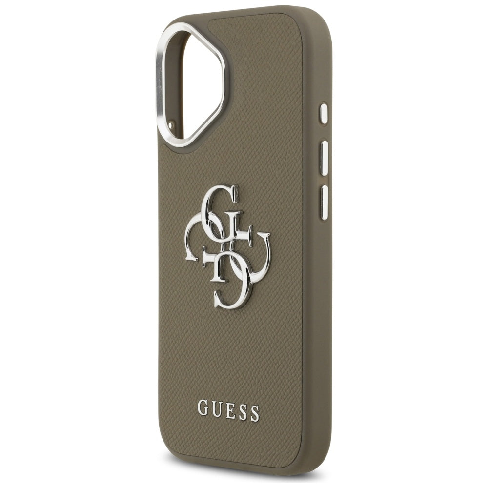 Futrola za Apple iPhone 17, Guess, 4G Grained Big And Classic Logo, Braon Srebrna