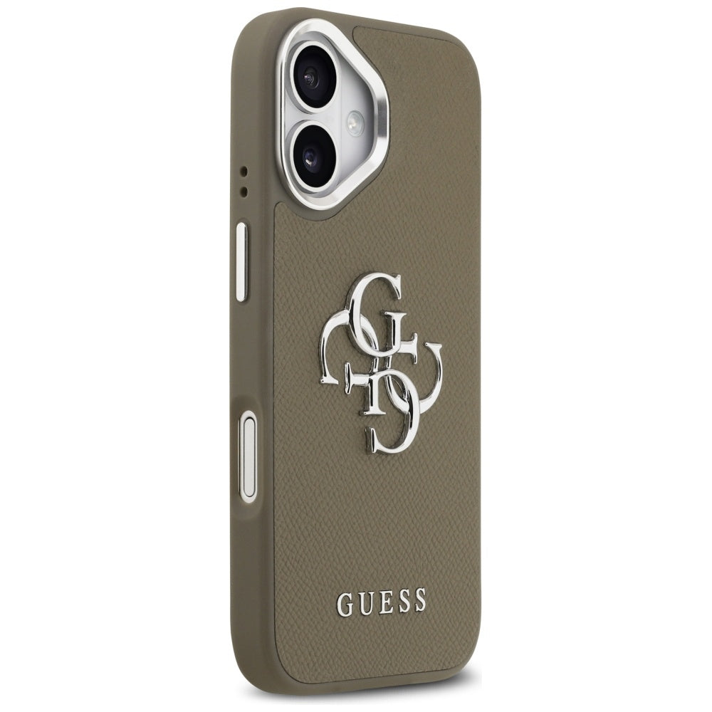 Futrola za Apple iPhone 17, Guess, 4G Grained Big And Classic Logo, Braon Srebrna