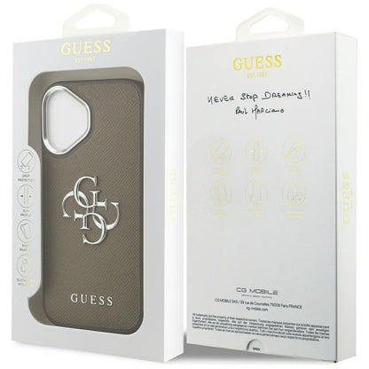 Futrola za Apple iPhone 17, Guess, 4G Grained Big And Classic Logo, Braon Srebrna