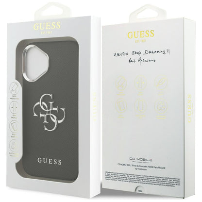 Futrola za Apple iPhone 17, Guess, 4G Grained Big and Classic Logo, Crno Srebrna