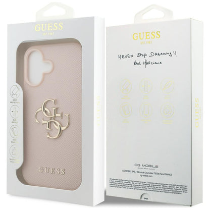 Futrola za Apple iPhone 17, Guess, 4G Grained Big and Classic Logo, Roze