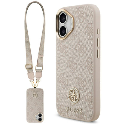Futrola za Apple iPhone 17, Guess, 4G Strass Logo and Big Strap, Roze
