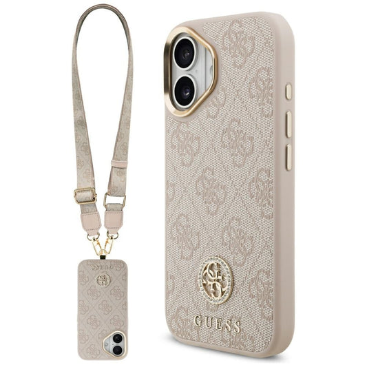 Futrola za Apple iPhone 17, Guess, 4G Strass Logo and Big Strap, Roze