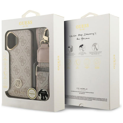 Futrola za Apple iPhone 17, Guess, 4G Strass Logo and Big Strap, Roze