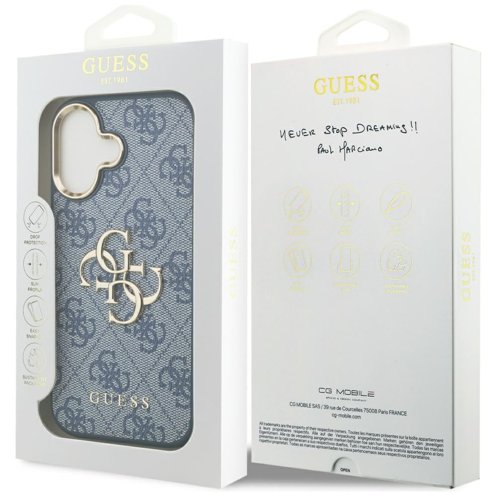Futrola za Apple iPhone 17, Guess, Big 4G Logo Classic, Plavo Zlatna