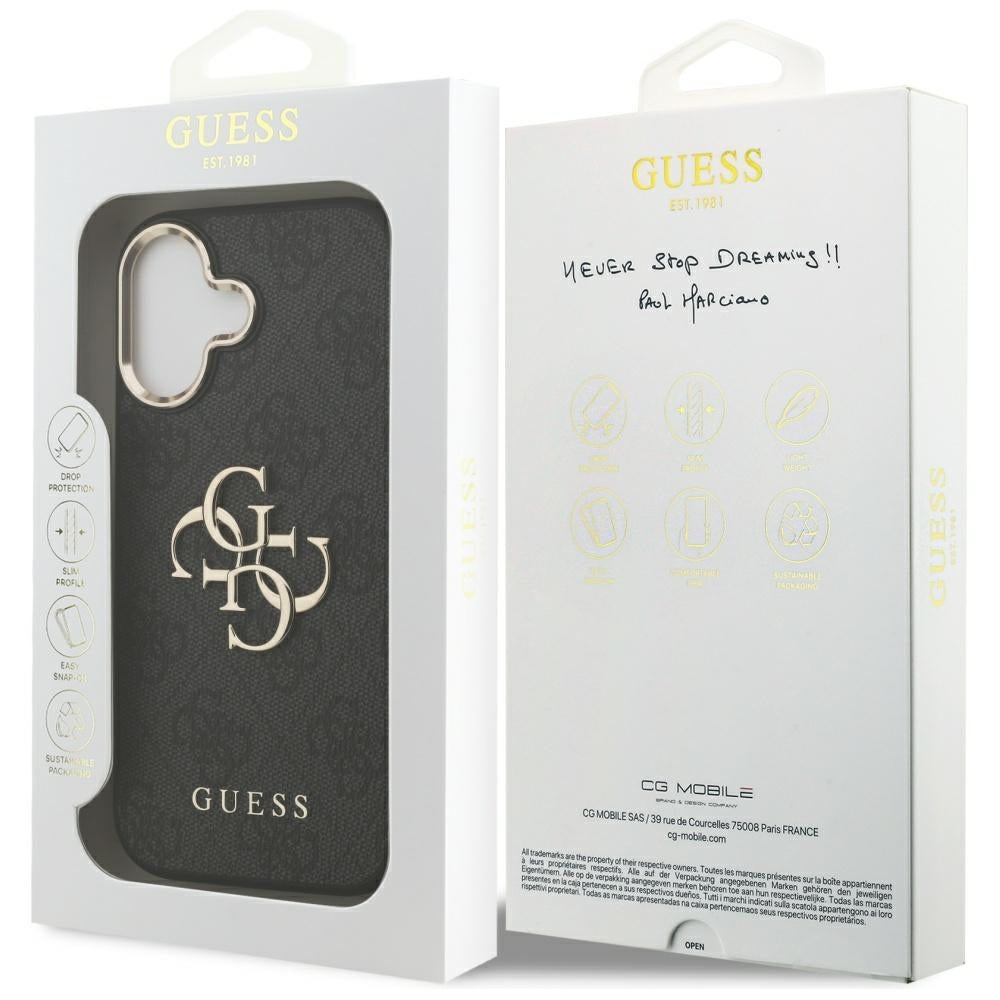 Futrola za Apple iPhone 17, Guess, Big 4G Logo Classic, Crno Zlatna