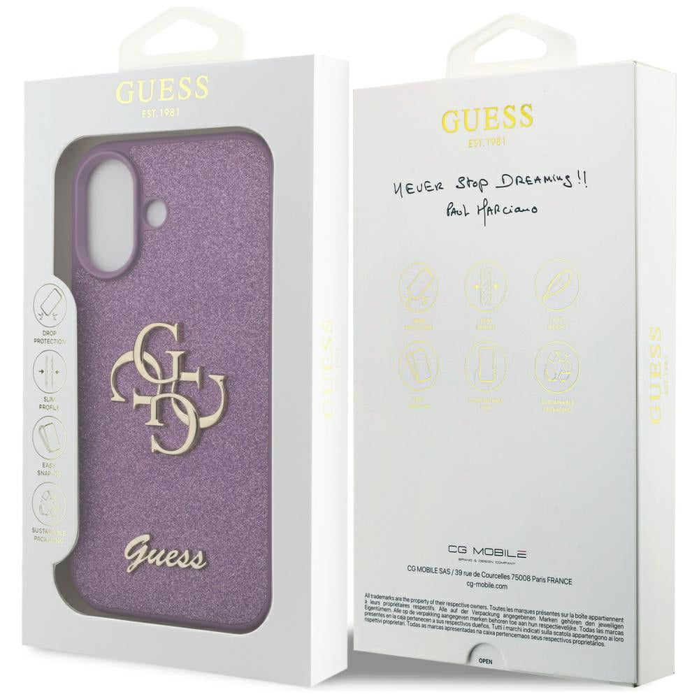 Futrola za Apple iPhone 17, Guess, Fixed Glitter Big 4G, Ljubičasta
