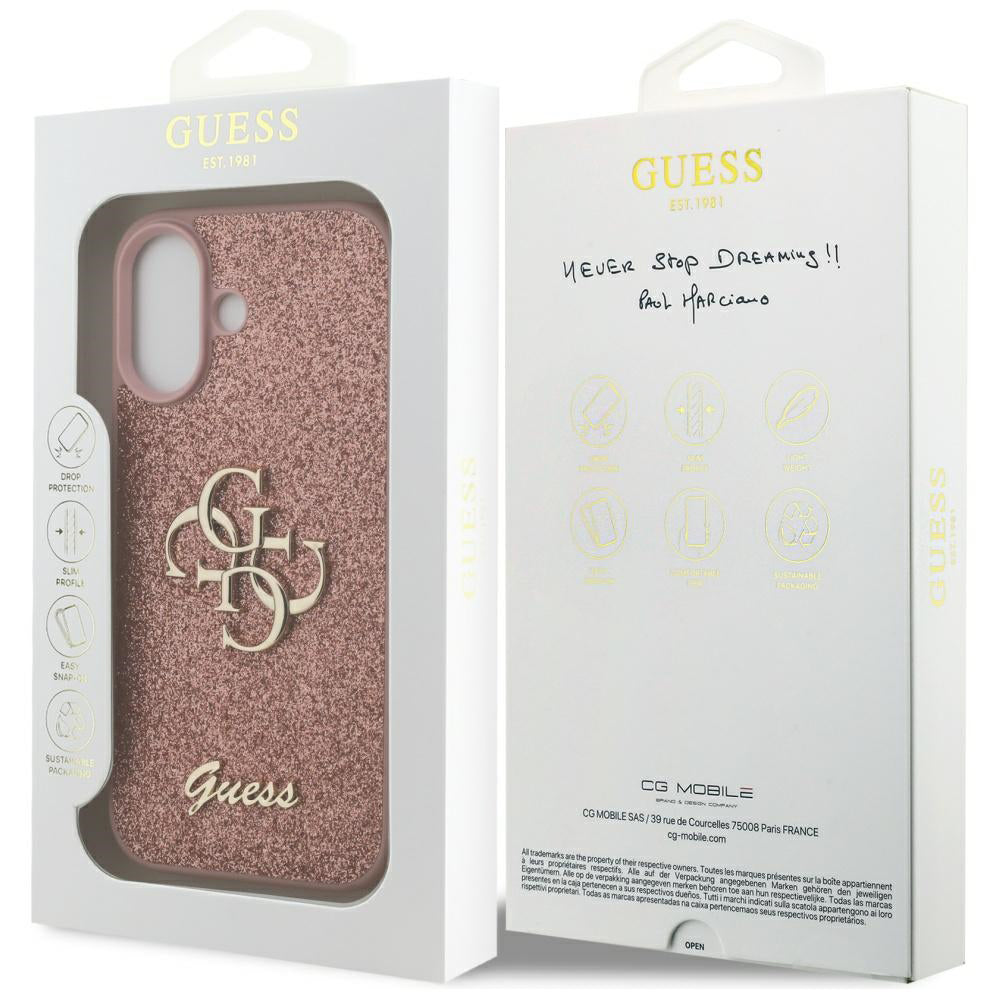 Futrola za Apple iPhone 17, Guess, Fixed Glitter Big 4G, Roze