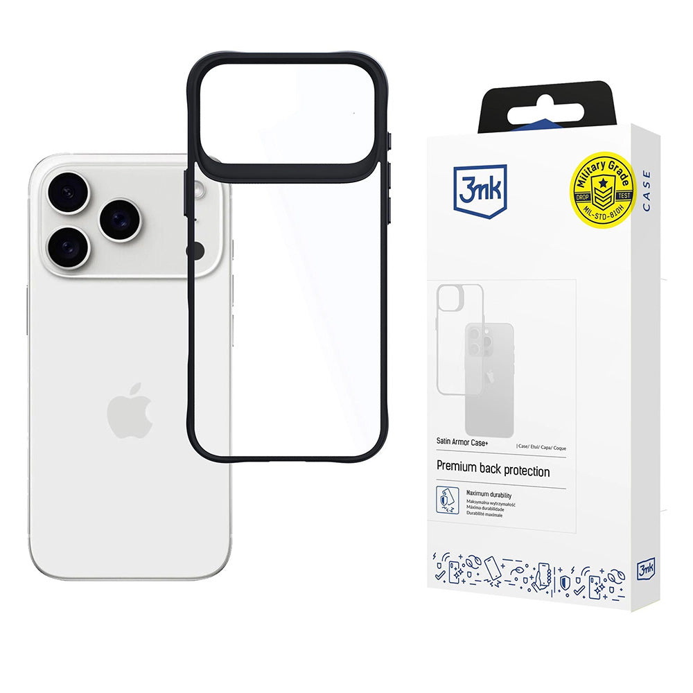 Futrola za Apple iPhone 17 Pro, 3MK, Satin Armor Case+, Crna