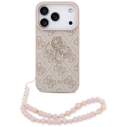 Futrola za Apple iPhone 17 Pro, Guess, 4G Classic Logo with Strap, Roze