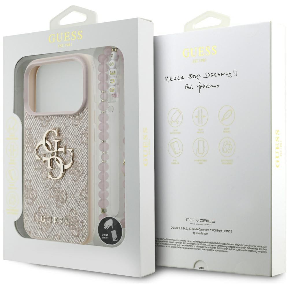 Futrola za Apple iPhone 17 Pro, Guess, 4G Classic Logo with Strap, Roze