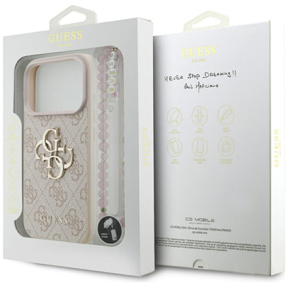 Futrola za Apple iPhone 17 Pro, Guess, 4G Classic Logo with Strap, Roze