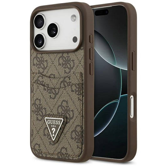 Futrola za Apple iPhone 17 Pro, Guess, 4G Double Card Triangle, Braon