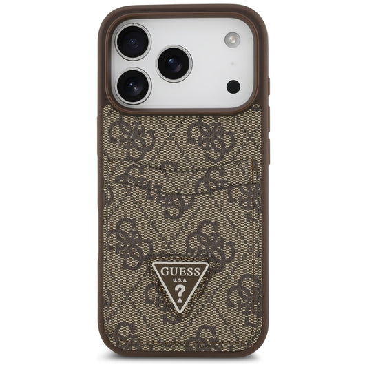 Futrola za Apple iPhone 17 Pro, Guess, 4G Double Card Triangle, Braon