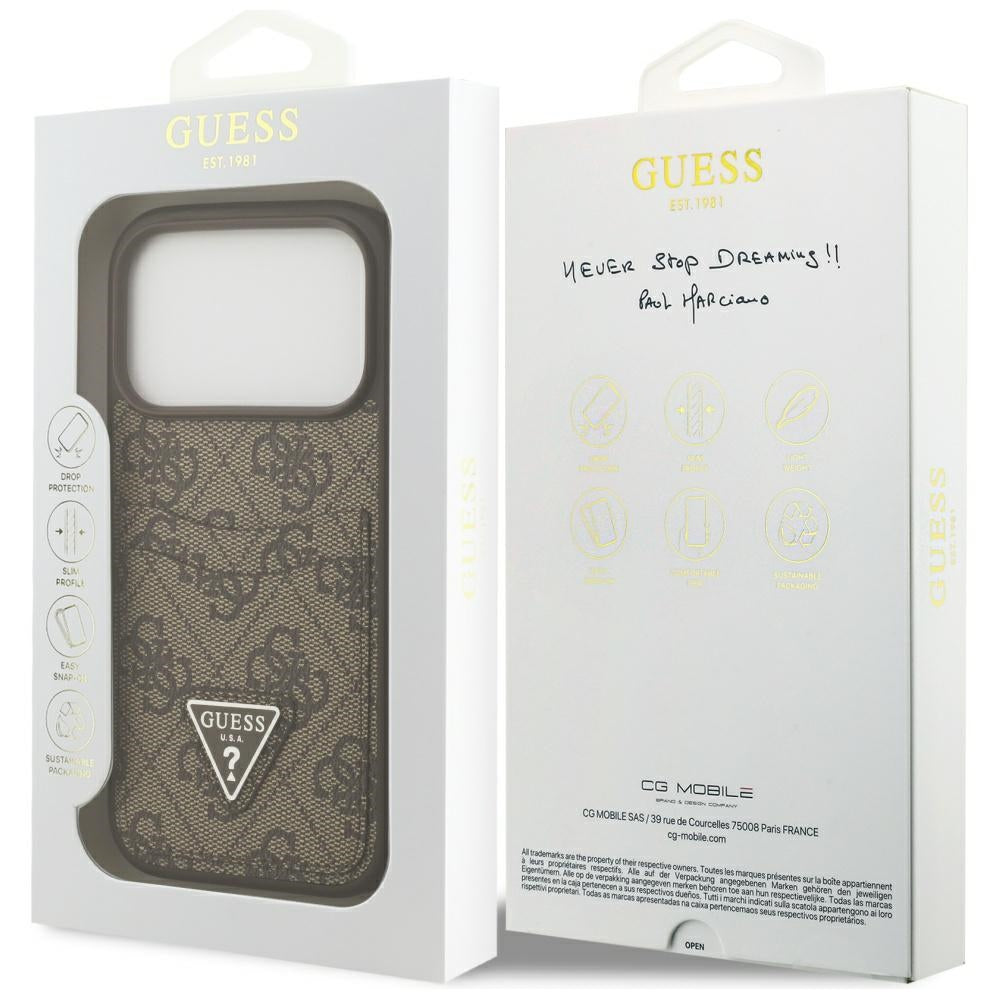 Futrola za Apple iPhone 17 Pro, Guess, 4G Double Card Triangle, Braon