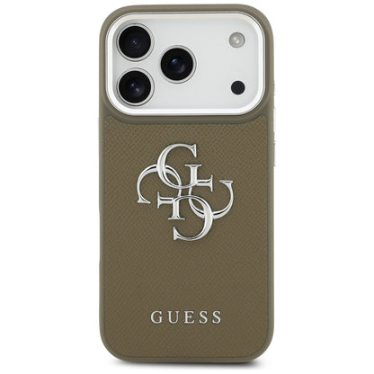 Futrola za Apple iPhone 17 Pro, Guess, 4G Grained Big And Classic Logo, Braon Srebrna