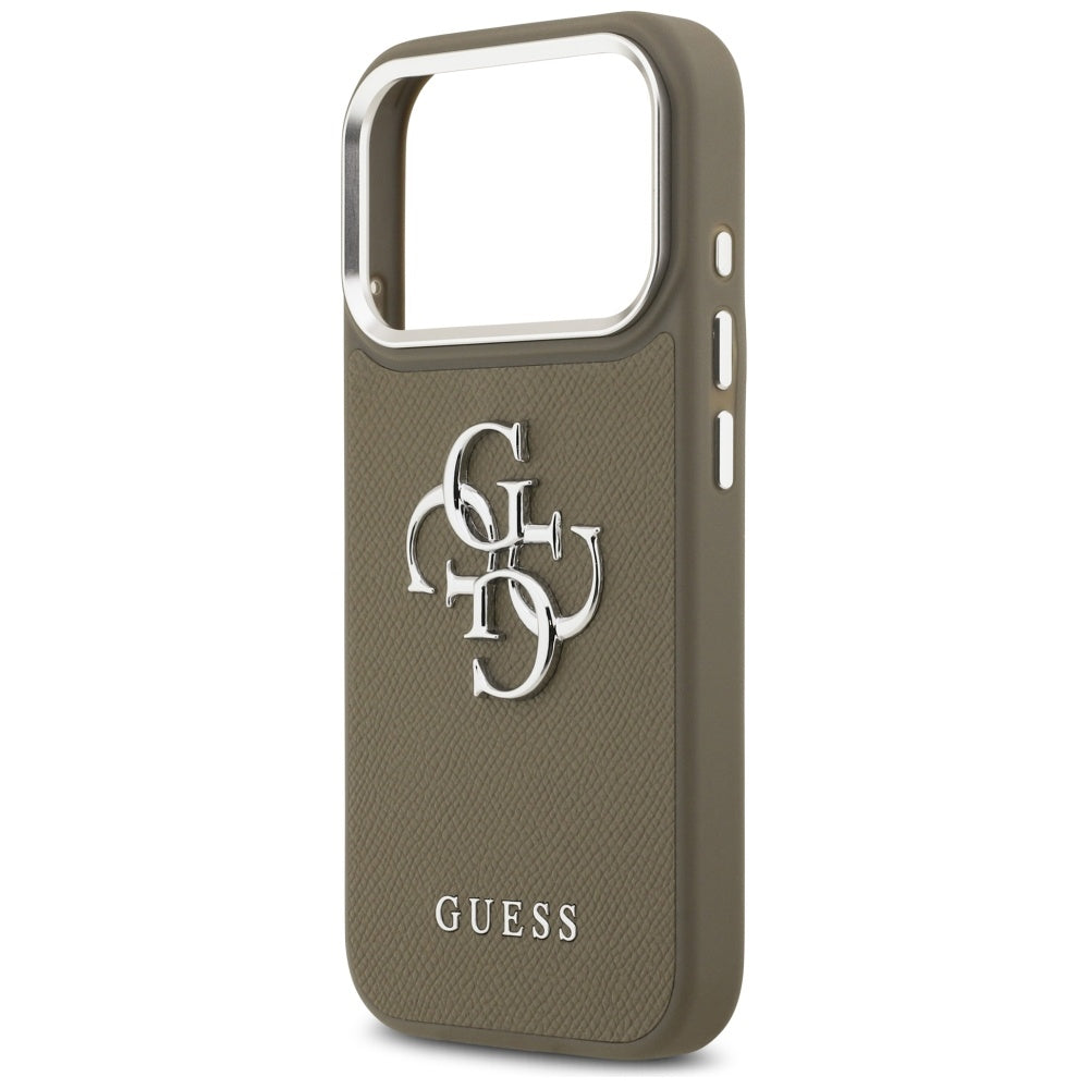 Futrola za Apple iPhone 17 Pro, Guess, 4G Grained Big And Classic Logo, Braon Srebrna