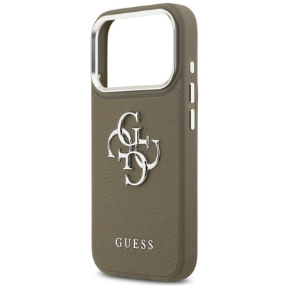 Futrola za Apple iPhone 17 Pro, Guess, 4G Grained Big And Classic Logo, Braon Srebrna