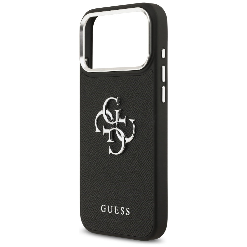 Futrola za Apple iPhone 17 Pro, Guess, 4G Grained Big and Classic Logo, Crna Srebrna