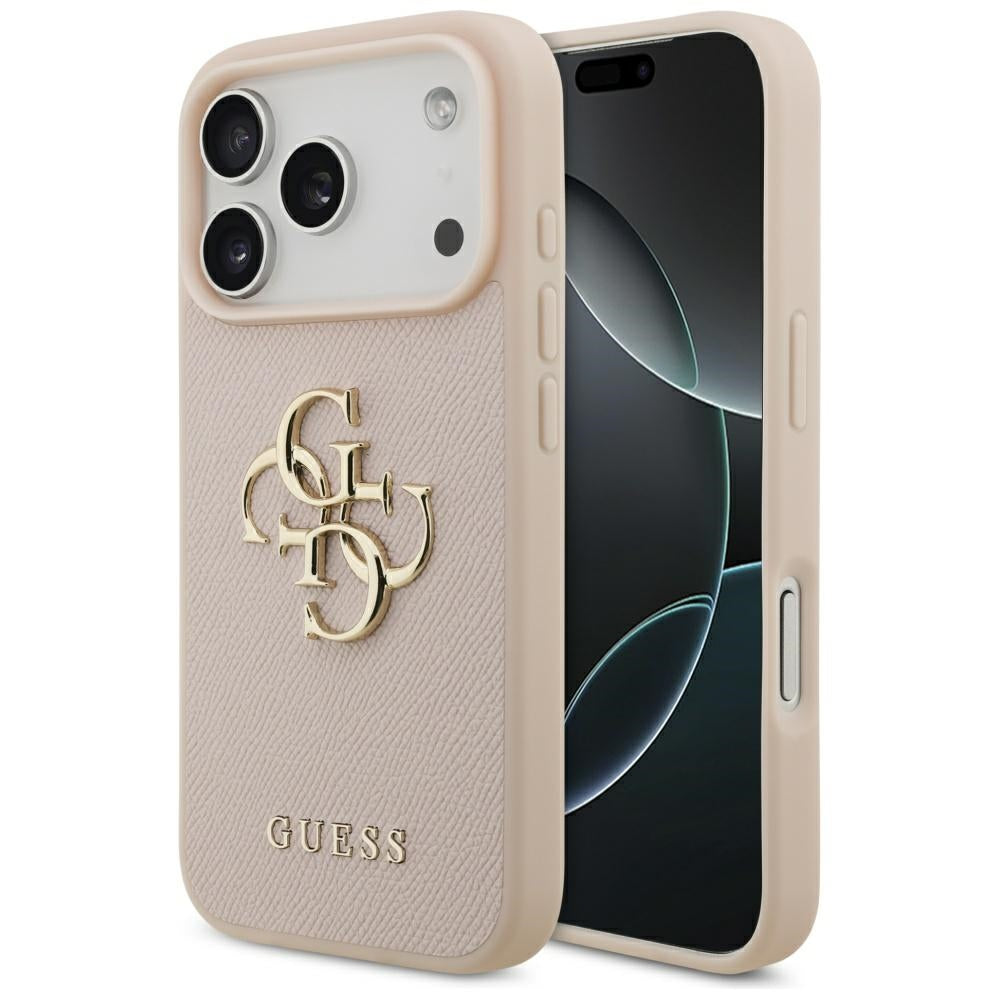 Futrola za Apple iPhone 17 Pro, Guess, 4G Grained Big and Classic Logo, Roze