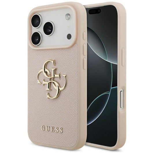 Futrola za Apple iPhone 17 Pro, Guess, 4G Grained Big and Classic Logo, Roze